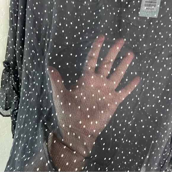 Torrid Black Polka Dot Chiffon Blouse Top Long Sleeve 2X NWT 10927419 - Picture 6 of 13